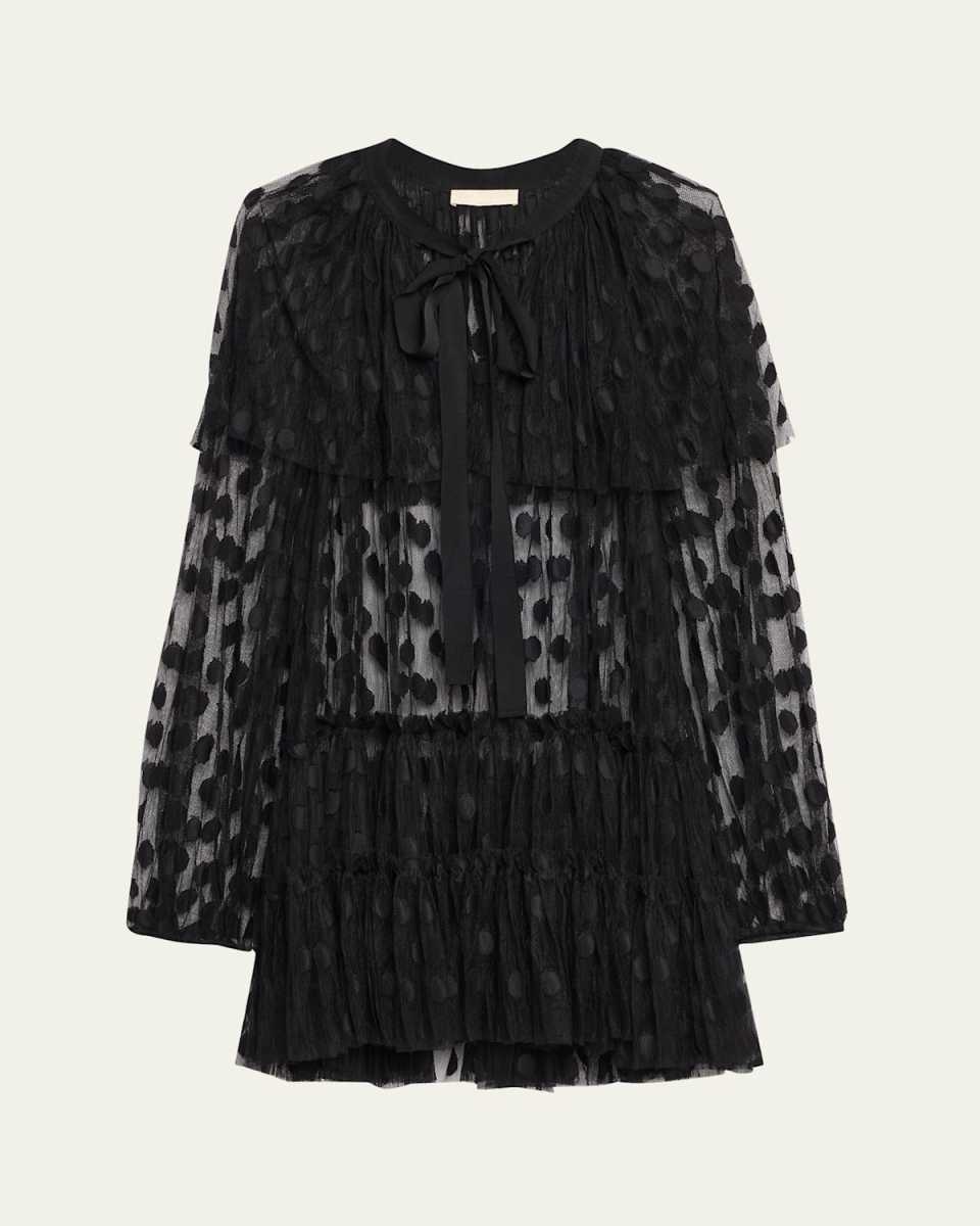 Audette Long-Sleeve Lace Mini Dress